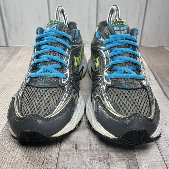 Saucony Oasis Grid Mesh Women's Running Shoes Gray Silver Lime Size 8 15096-6 - Picture 3 of 11